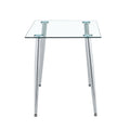 Glass Dining Table Transparent, 130*80* 8Mm Chormed Legsilver Color Silver Clear Seats 4 Glass
