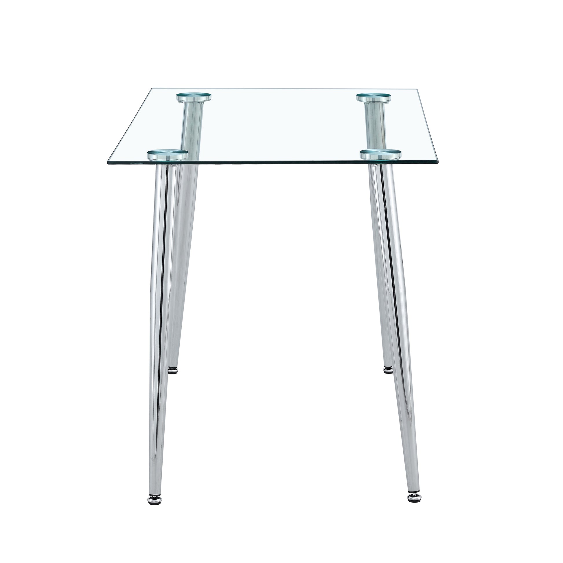 Glass Dining Table Transparent, 130*80* 8Mm Chormed Legsilver Color Silver Clear Seats 4 Glass
