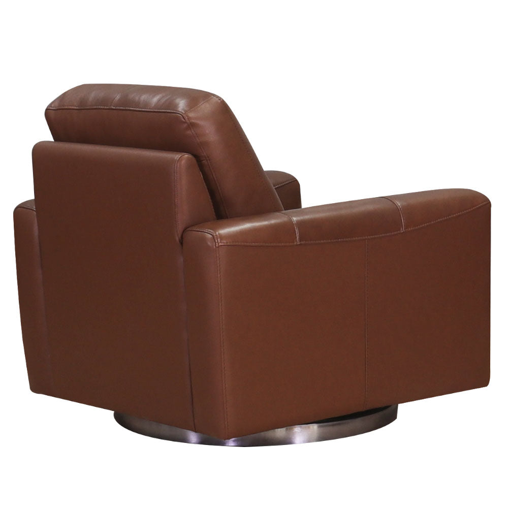Hayward Swivel Leather Chair Pecan Memory Foam Genuine Leather