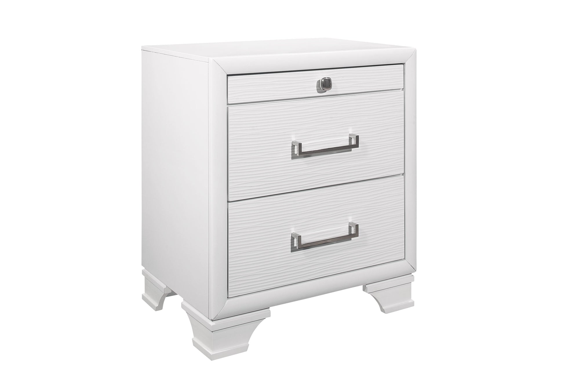 Civic White Nightstand White Solid Wood Mdf