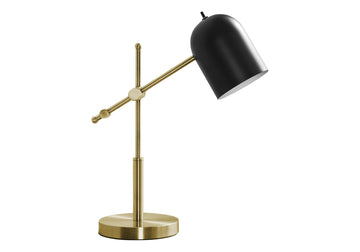 Lighting, 18"H, Brass Metal, Black Shade, Contemporary Gold Metal