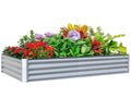 6X3X1Ft Galvanized Raised Garden Bed, Outdoor Planter Garden Boxes Large Metal Planter Box For Gardening Vegetables Fruits Flowers, Silvery Silver Garden & Outdoor Steel