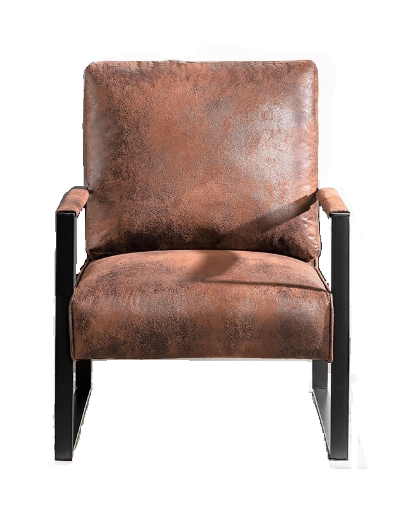 Classic Mid Century Modern Accent Chair With Durable Square Metal Frame, Armchair For Living Room, Bedroom, Home Office In Spotted Microfiber Upholstery, Brown Brown Microfiber