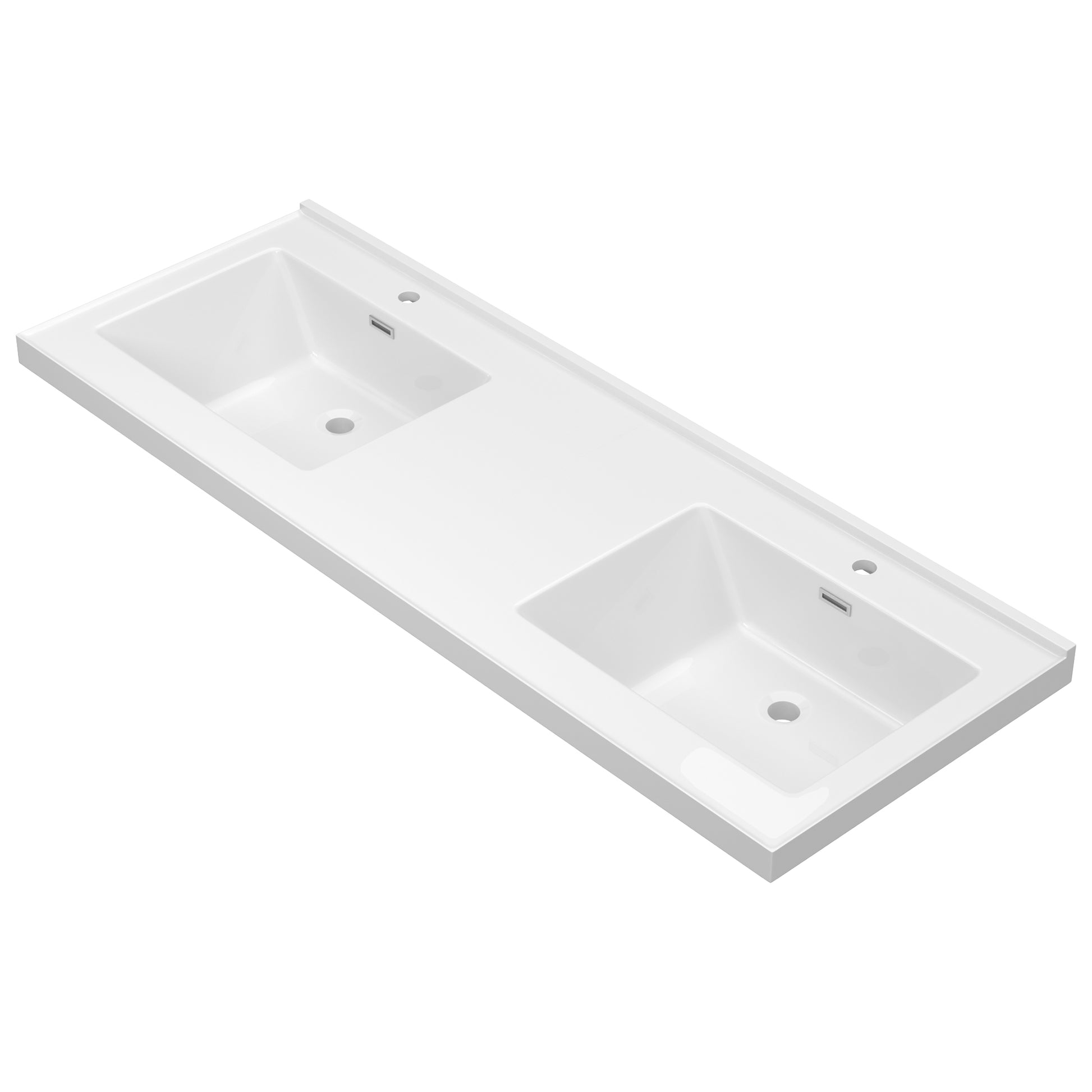 60 Inch Vanity Top Bathroom Sink Fit To 60" Cabinets In Glossy White Double Basin White Bathroom Luxury,Modern Solid Surface Solid Surface