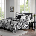 7 Piece Cotton Printed Comforter Set Grey Cal King California King Grey Polyester