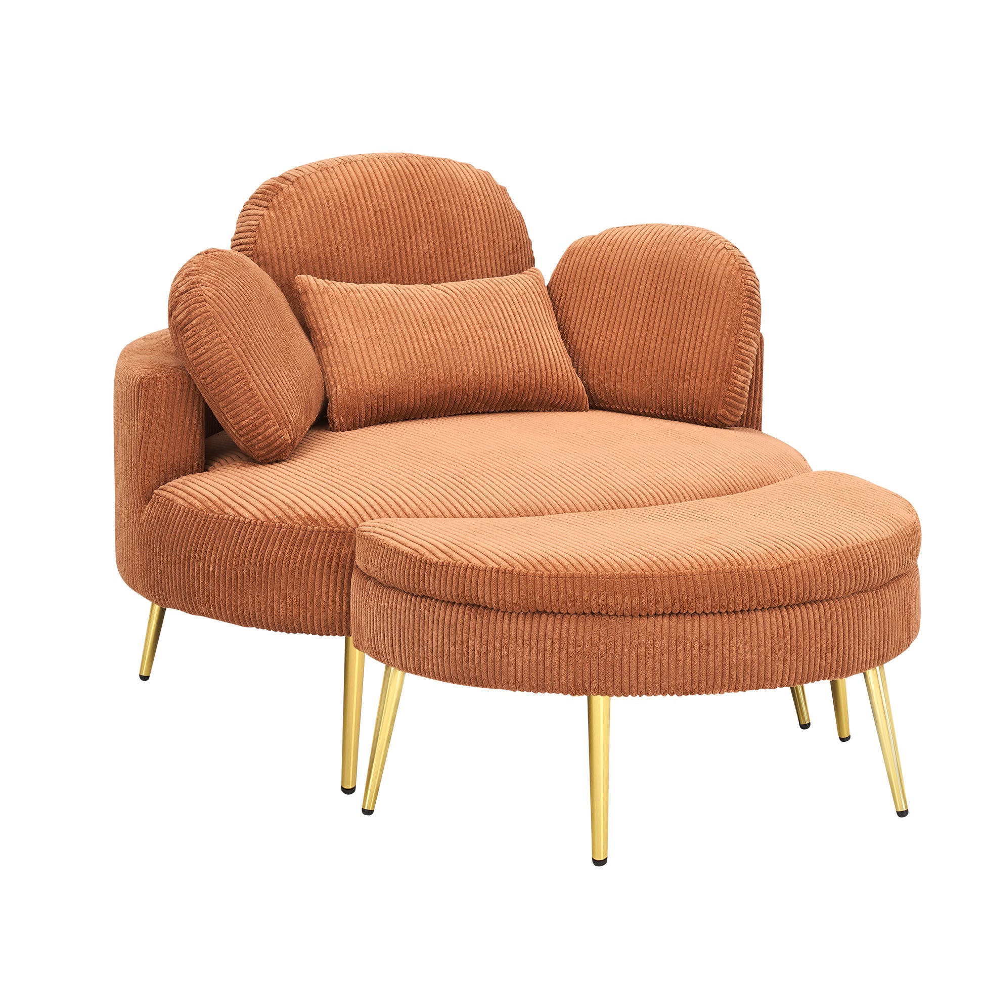 3206 Comfortable Seating Suitable For Small Apartment Bedroom Space Orange Corduroy 1 Seat