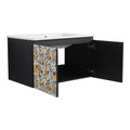 30'' Floating Wall Mounted Bathroom Vanity With Ceramics Sink & Soft Close Cabinet Door, Kd Package Black Bathroom Modern Plywood