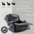 Home Theater Recliner Set Manual Recliner Chair With A Led Light Strip Two Built In Cup Holders For Living Room,Bedroom, Black Black Foam Pu