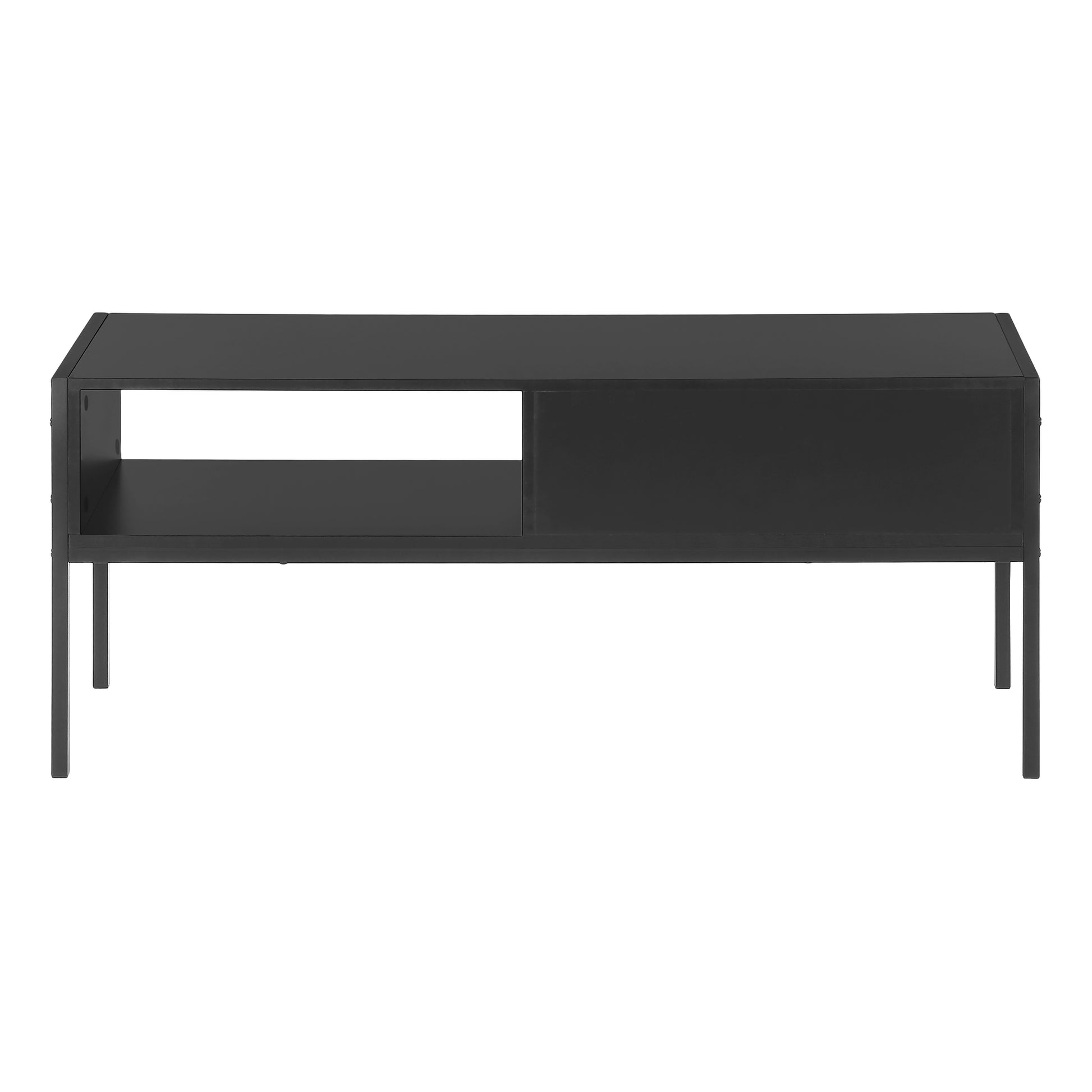 Tv Stand, 48 Inch, Console, Media Entertainment Center, Storage Drawer, Living Room, Bedroom, Black Laminate, Black Metal, Contemporary, Modern Black 80 89 Inches Particle Board