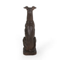 Grey Hound Dog Statue Dark Brown Magnesium Oxide