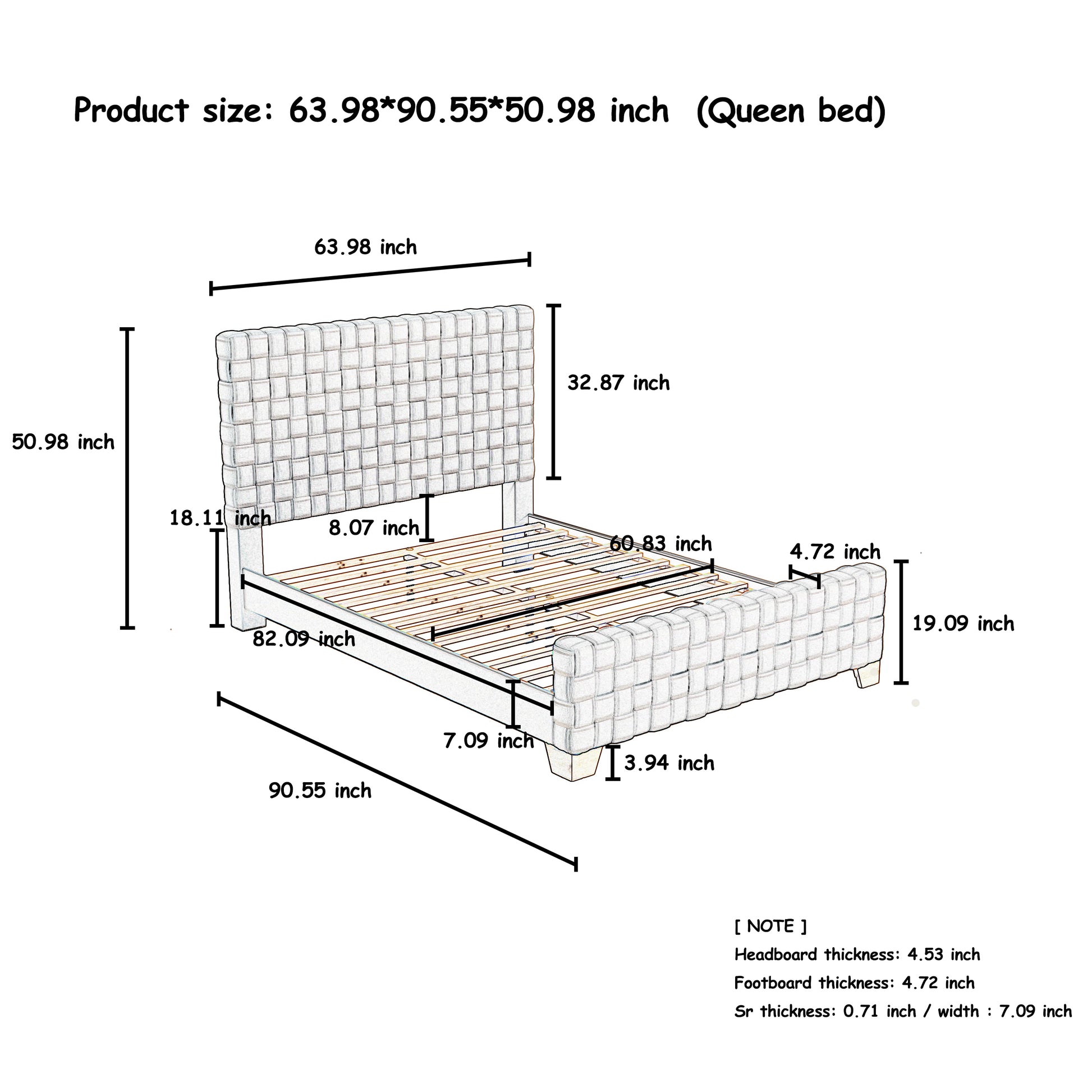 Fx D1Queenbed Include Light Beige Colorlinen & Rubber Wood Nature Color Legs &High Headboard Queen Light Beige Wood Fabric