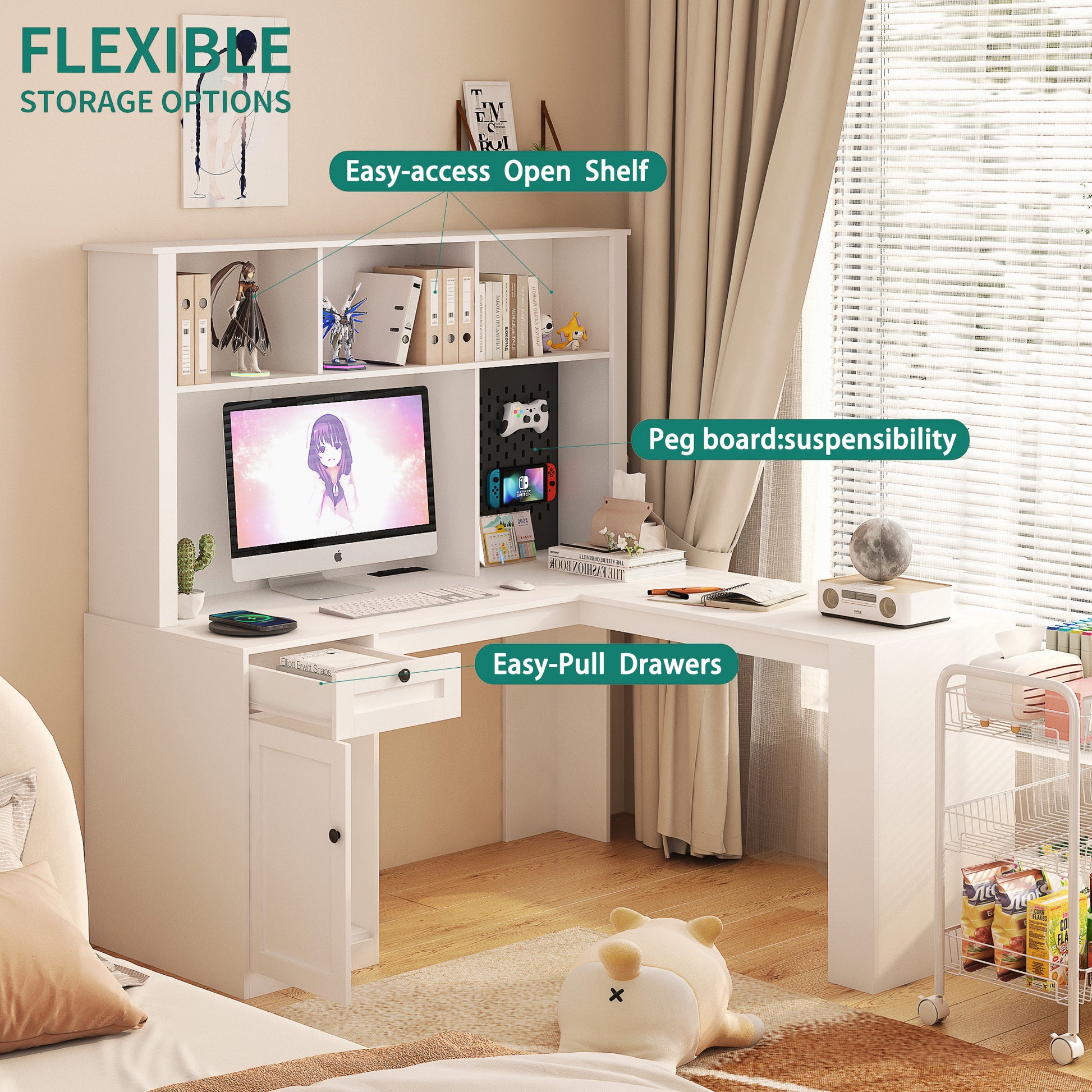 L Shaped Desk For Kids HB Rooms Cotton Candy L-Shape Study Desk