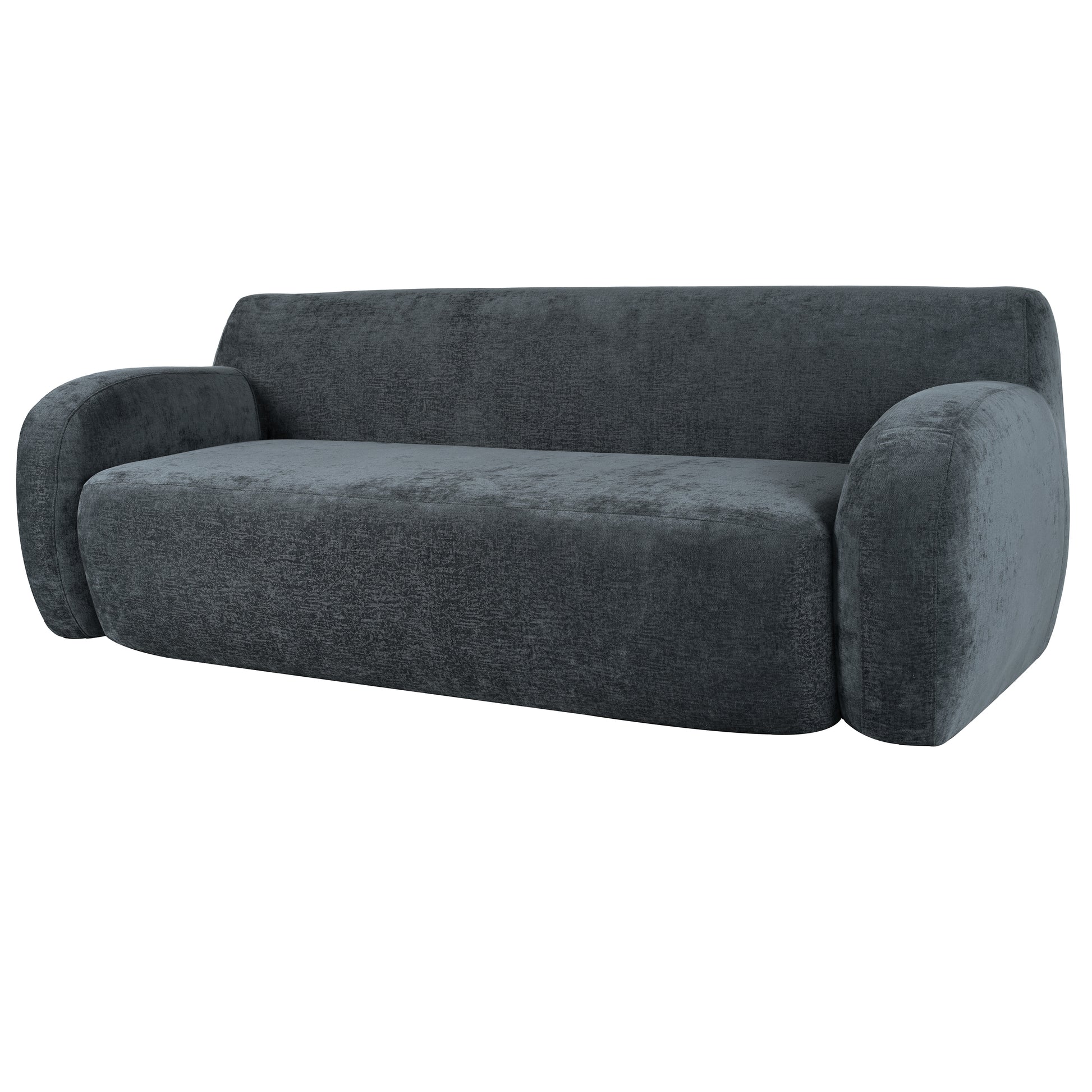 81.5'' Minimalist Curved Upholstered Sofa, 3 Seat Modular Casual Sofa For Living Room, Bedroom, And Apartments Gray Polyester 3 Seat
