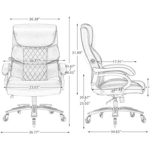 Big And Tall Office Chair 500 Lbs Executive Office Chair For Heavy People Heavy Duty Office Chair With Sturdy Rollerblade Wheels Desk Chair With Adjustable Lumbar Support Black Leather Chair Black Office Office Chairs Solid Back Pu Leather