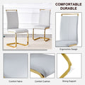 Table And Chair Set, The Table Is Equipped With A Marble Patterned Mdf Tabletop And Gold Table Legs.The Chair Is Equipped With Pu Synthetic Leather High Back Cushion And Gold Coated Metal Legs. Grey Gold Seats 4 Mdf Metal