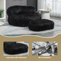 Coolmore Bean Bag Chair, Floor Sofa With Handle,Accent Sofa Chair With Ottoman For Gaming Reading Relaxing Black Black Foam Plush