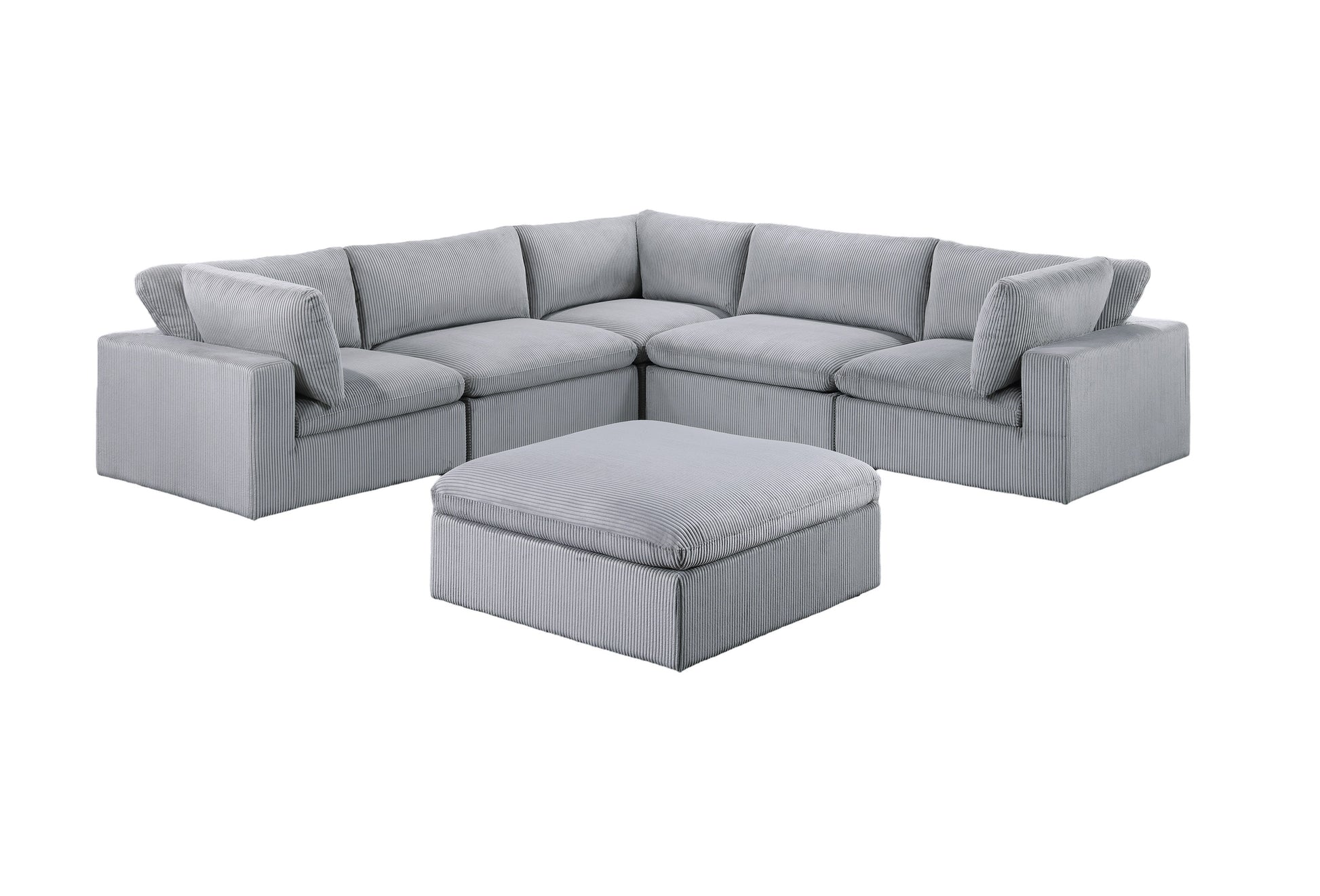 Dark Gray Color 6Pc Modular Sectional Set Corduroy Upholstery Couch 3X Corner Wedge 2X Armless Chairs 1X Ottoman Living Room Furniture Dark Gray Primary Living Space Cushion Back Contemporary,Modern