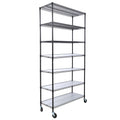 7 Tier Metal Shelf Wire Shelving Unit, 2450Lbs Heavy Duty Adjustable Storage Rack With Wheels & Shelf Liners For Closet Kitchen Garage Basement Commercial Shelving 81.5