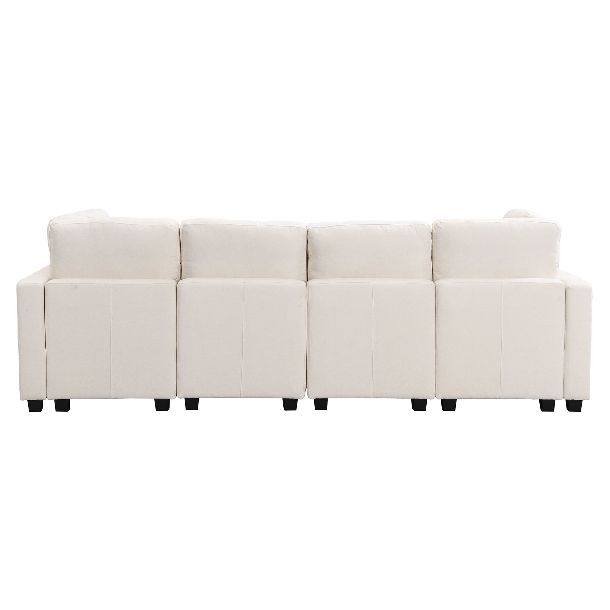 103" Sectional Sofa Couch Sofa Bed U Shaped Sofa With Two Movable Ottoman And Three Usb Ports For Living Room, Beige Beige Foam Chenille 6 Seat