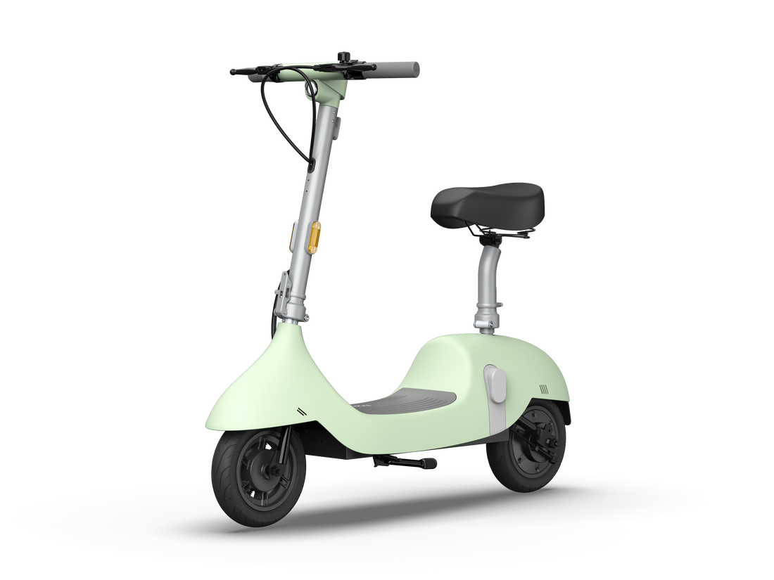 Electric Scooter With Foldable Seat W 35 Miles Operating Range & 15.5Mph Max Speed Green Green Aluminum