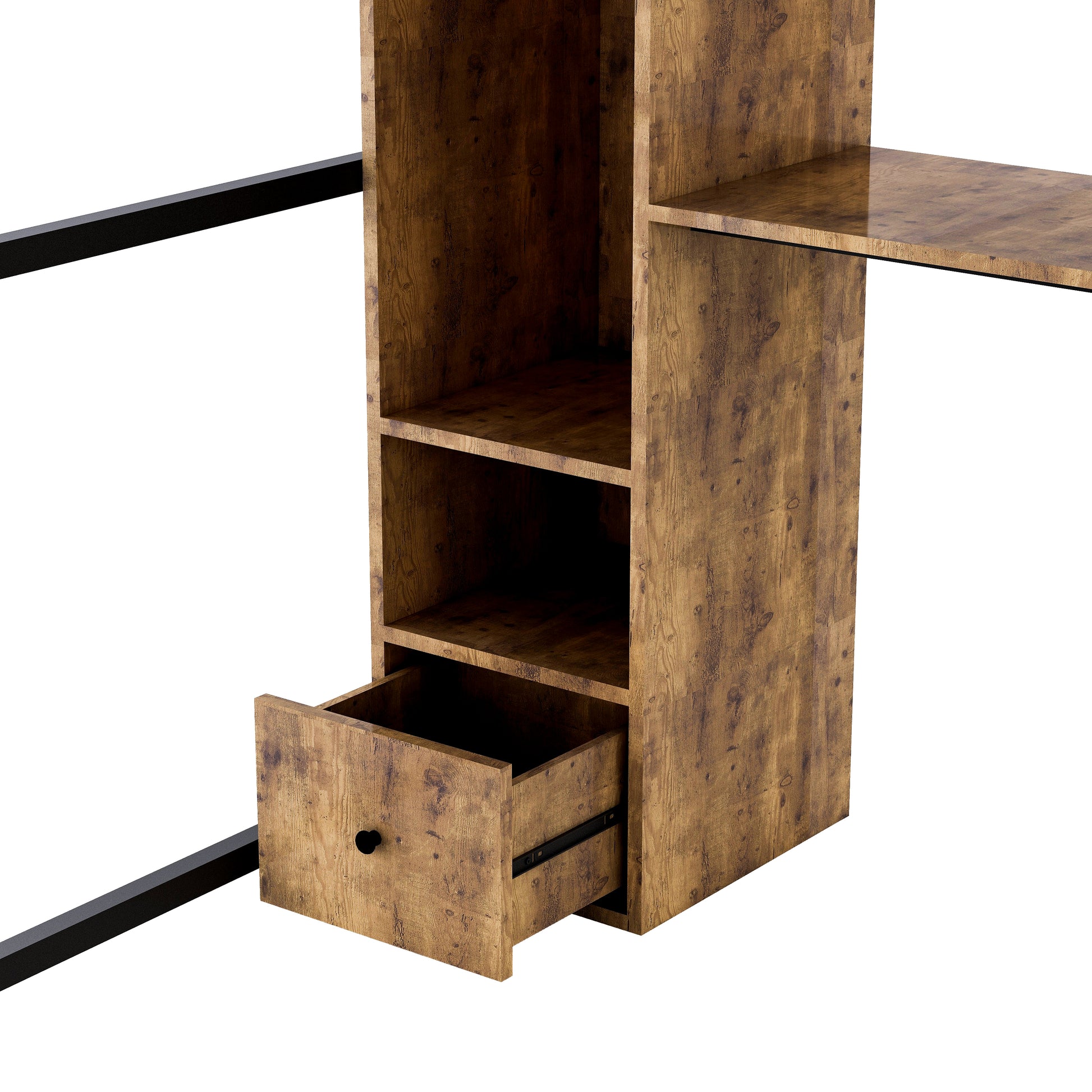 Full Size Metal Loft Bed With Built In Wardrobe, Drawer, Desk And Shelves, Black Expected Arrival Time: 9.7 Box Spring Not Required Full Black Metal Wood Metal