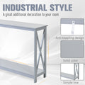 Homcom 2 Tier Console Table, Sofa Side Table With Storage Shelf, X Design For Entryway, Living Room, And Hallway, Grey Grey Mdf