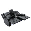 Home Theater Recliner Set Manual Recliner Chair With A Led Light Strip Two Built In Cup Holders For Living Room,Bedroom, Black Black Foam Pu