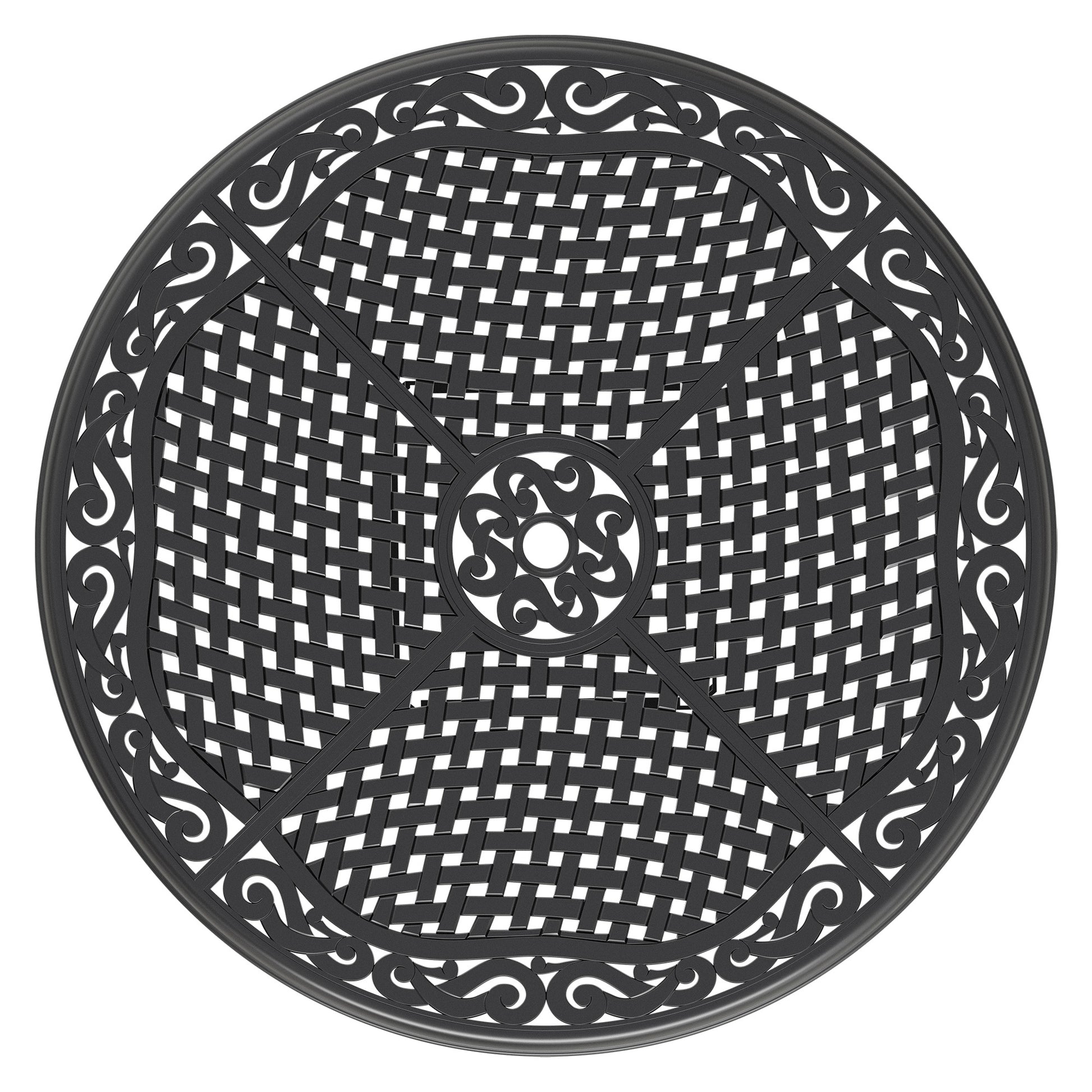 Cushions In Random Colors 5 Piece Set Of Cast Aluminum Patio Furniture With Cushions Yes Dining Set Black Seats 4 Rust Resistant Frame Water Resistant Cushion Garden & Outdoor Complete Patio Sets Aluminium