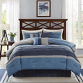 7 Piece Microsuede Comforter Set Navy Cal King California King Navy Polyester