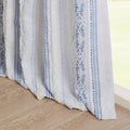 Poly Printed Curtain Panel With Tufted Stripe And Lining White Navy 50X84