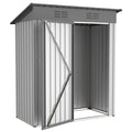 5 X 3 Ft Outdoor Storage Shed, Galvanized Metal Garden Shed With Lockable Doors, Tool Storage Shed For Patio Lawn Backyard Trash Cans White Metal