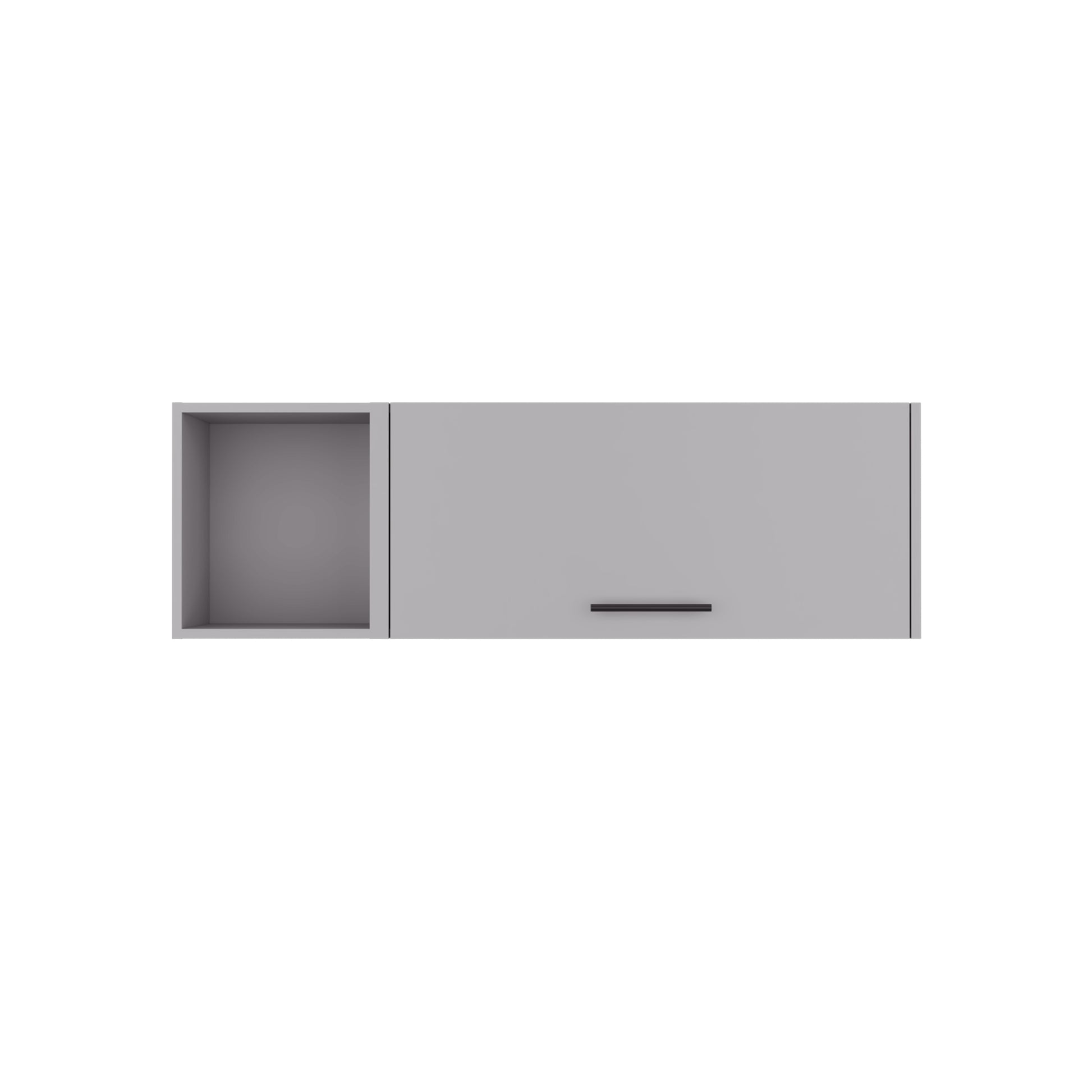 Aster 47" W Wall Cabinet With Lift Up Door Cabinet And Open Shelf Smoke Grey Particle Board