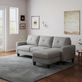 Living Room Furniture With Polyestr Fabric L Shape Couch Corner Sofa For Small Space Grey Grey Foam Polyester 3 Seat