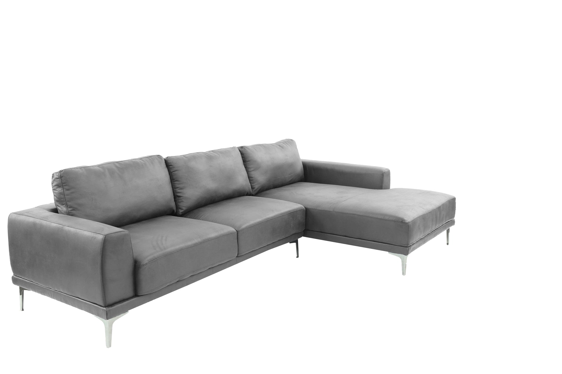 Left Facing Sofa, Right Facing Chaise Sectional Set Antique Grey Sleek Modern 2Pc Sectional W Pillows Antique Gray Faux Leather Primary Living Space Cushion Back Classic,Contemporary,Modern L Shaped Pine Metal 5 Seat