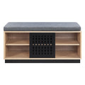 Oak And Espresso Bench With Storage Oak Primary Living Space Solid Shoe Storage Paper Composite