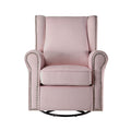 Pink Rolled Arms Swivel Chair With Accent Pink Primary Living Space Pine Wood Fabric