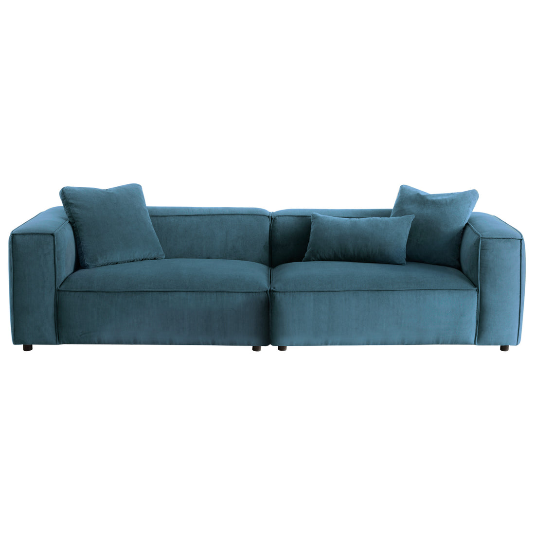 Conner Blue Corduroy Sofa 110" Blue,Dusty Blue Wood Primary Living Space Mid Century Modern Foam Corduroy 4 Seat