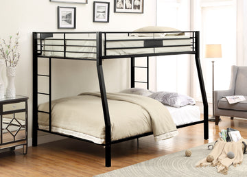 Limbra Sandy Black Finish Full Xl Queen Bunk Bed Black Metal