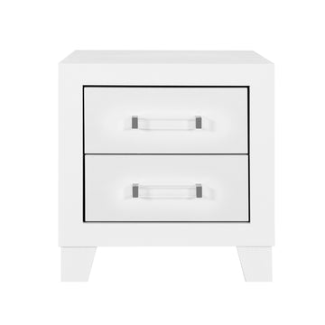 Omoda White Nightstand White Rubber Wood