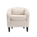 Coolmore Living Room Accent Barrel Chair, Century Modern Style Decorative Chair, Armchair For Living Room With Thick Cushions And Pillows, Comfy Single Sofa Chair, Chair With Wooden Legs,Beige Beige Corduroy