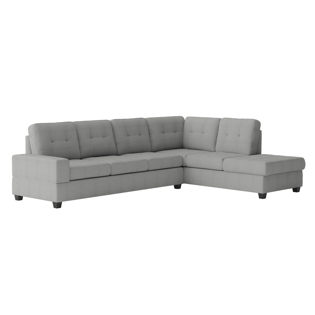 Modern Living Room 2 Piece Reversible Sectional With Drop Down Cup Holders Sofa Chaise Gray Microfiber Upholstered Tufted Details Gray Microfiber Wood Primary Living Space Modern L Shaped Plywood,Solid Wood 6 Seat