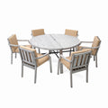 Outdoor Dinning Set 6 Person Outdoor Wooden Dinning yes-grey-weather resistant frame-water resistant