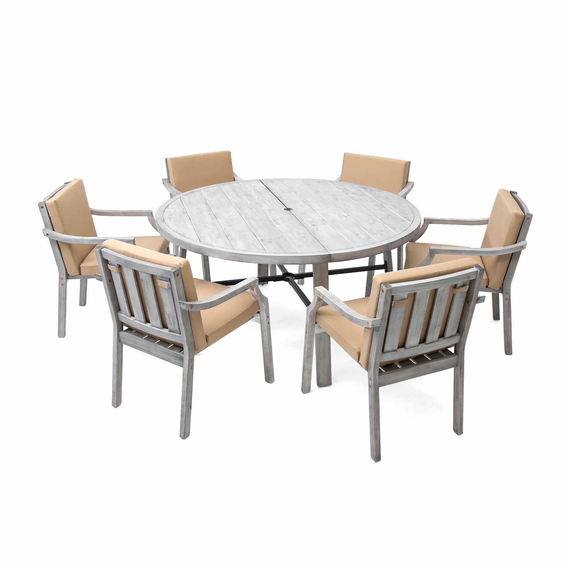 Outdoor Dinning Set 6 Person Outdoor Wooden Dinning yes-grey-weather resistant frame-water resistant