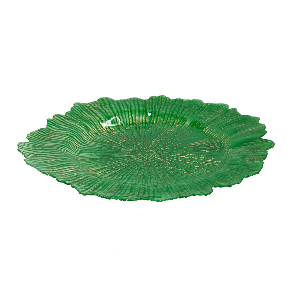 8 Pack Reef Plastic Charger Plate, D13" Green Plastic