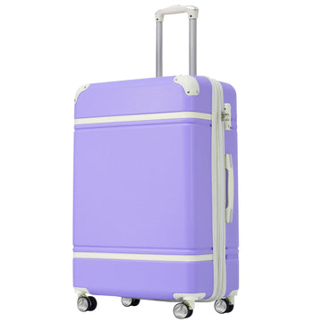 Hardshell Luggage With Tsa Lock24" Expandable Lightweight Suitcase With Spinner Wheels, Single Vintage Luggage,Purple Purple Abs