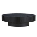 Modern Handcraft Drum Coffee Table Length 43.7 Inch Ellipse Coffee Table For Living Room,Small Coffee Table With Sturdy Pedestal,Black Mdf Matt Black Mdf