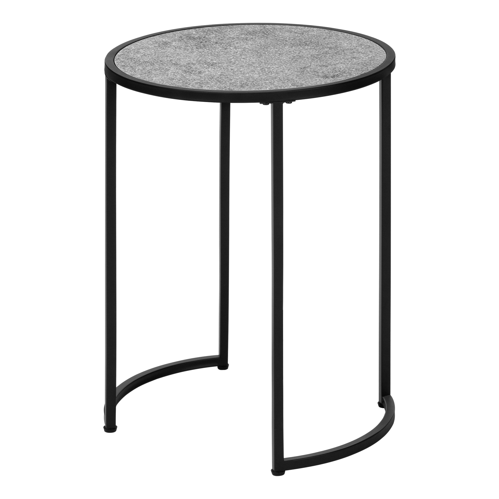 Accent Table, Side, Round, End, Nightstand, Lamp, Living Room, Bedroom, Grey Laminate, Black Metal, Contemporary, Modern Grey Metal