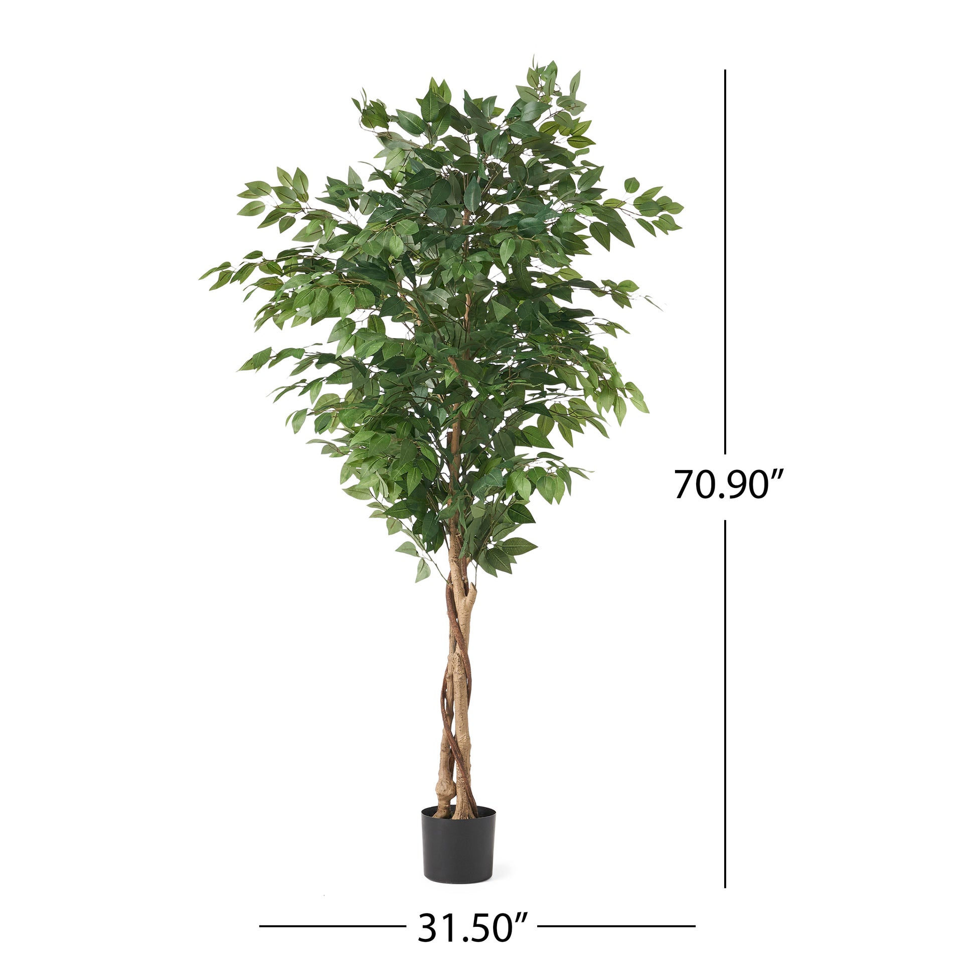 180Cm Artificial Ficus Tree Green Iron Plastic