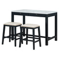 5 Piece Modern Faux Marble Versatile Bar Table Set With Storage Drawers And Padded Stools, Ideal For Space Saving Dining Nooks Or Small Kitchens Black Black Solid Wood Mdf