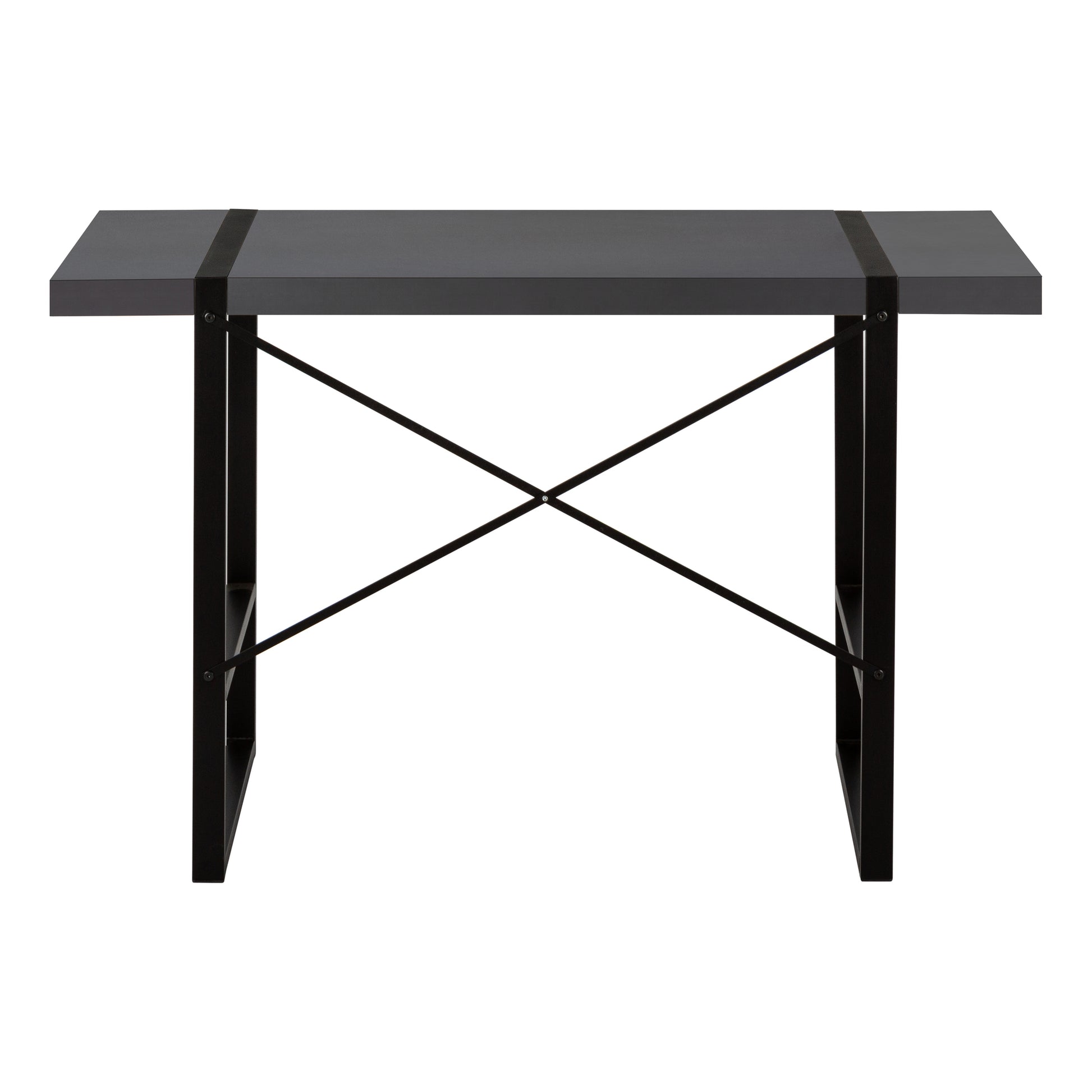 Computer Desk, Home Office, Laptop, 48"L, Work, Grey Laminate, Black Metal, Contemporary, Modern Grey Particle Board